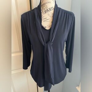 Tahari  navy blouse